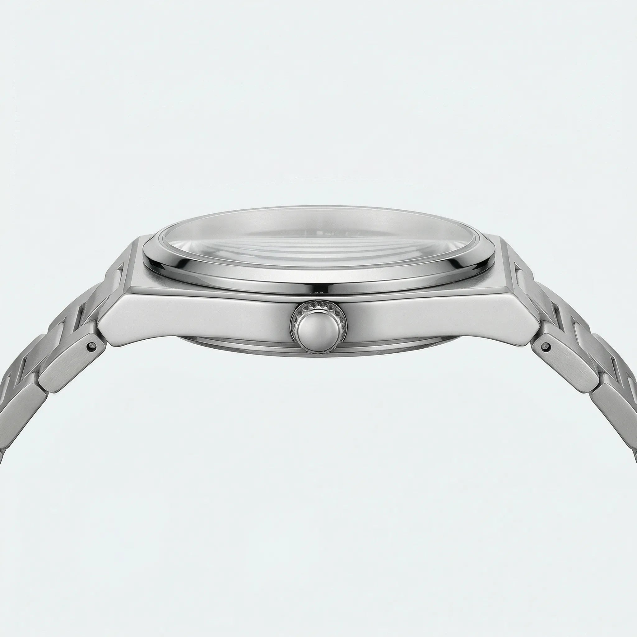 Angled presentation of a classic gold tone watch, an elegant analog watch.