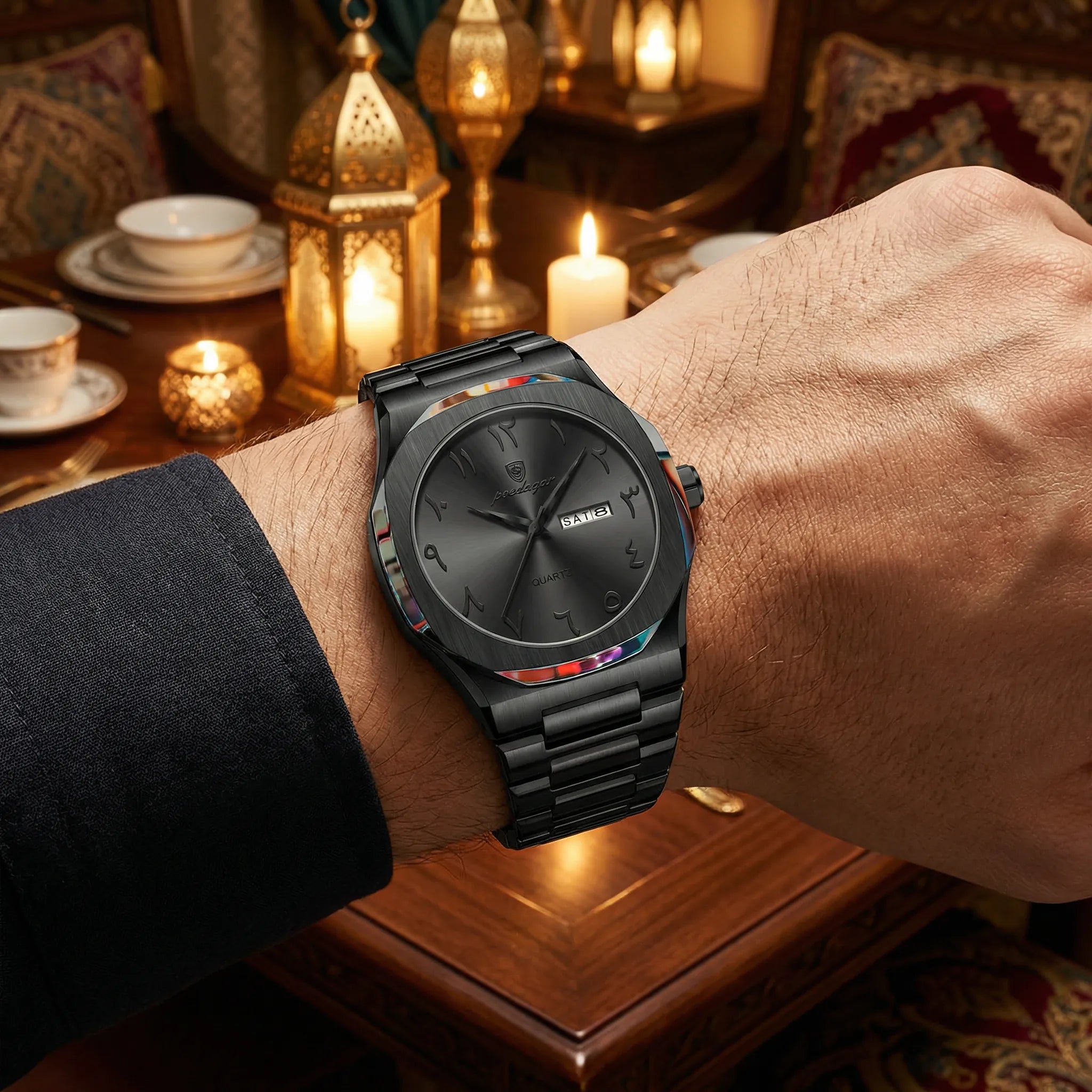 Kingsley Vintage Heritage wristwatch with Arabic numerals, black dial