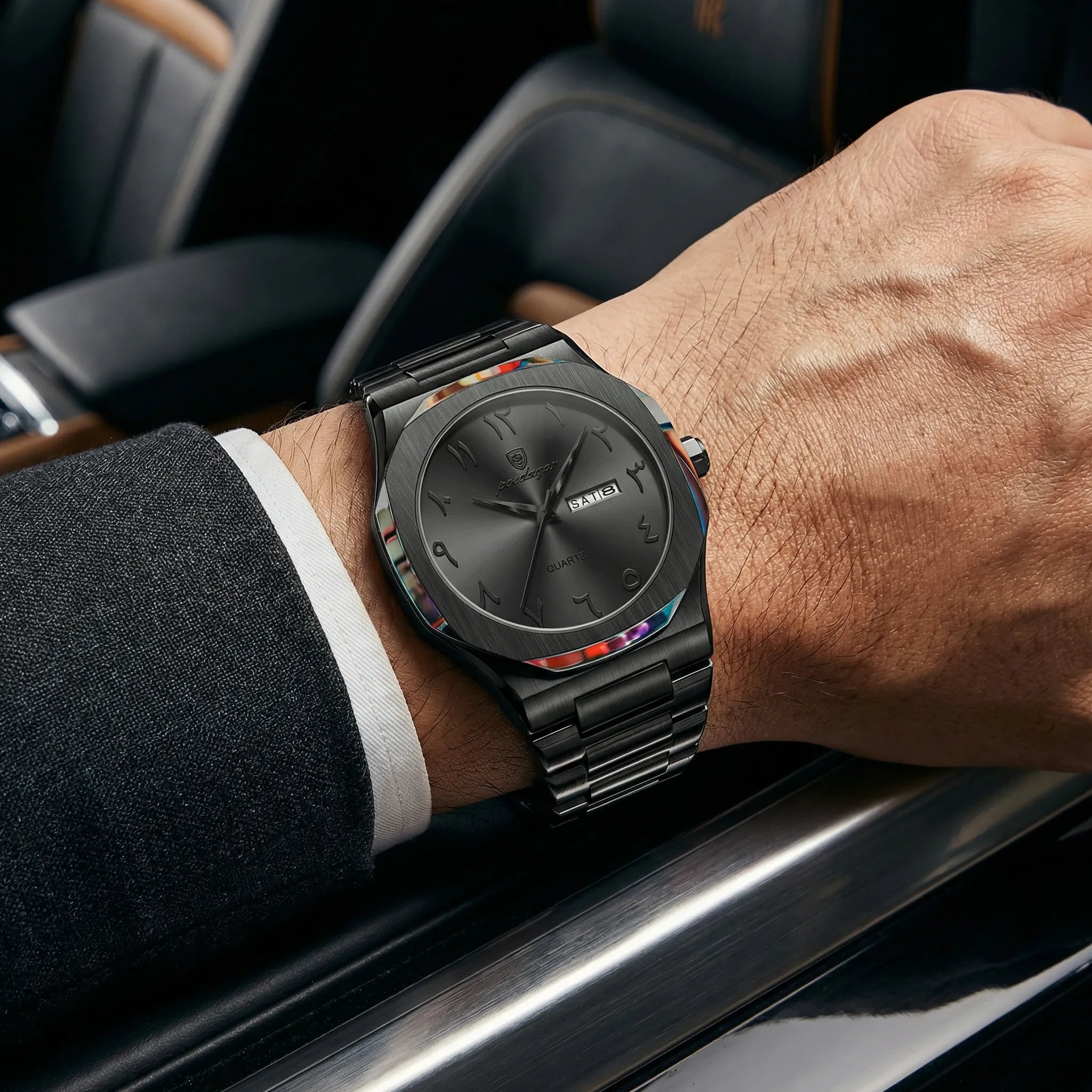 Kingsley Vintage Heritage wristwatch with Arabic numerals, black dial