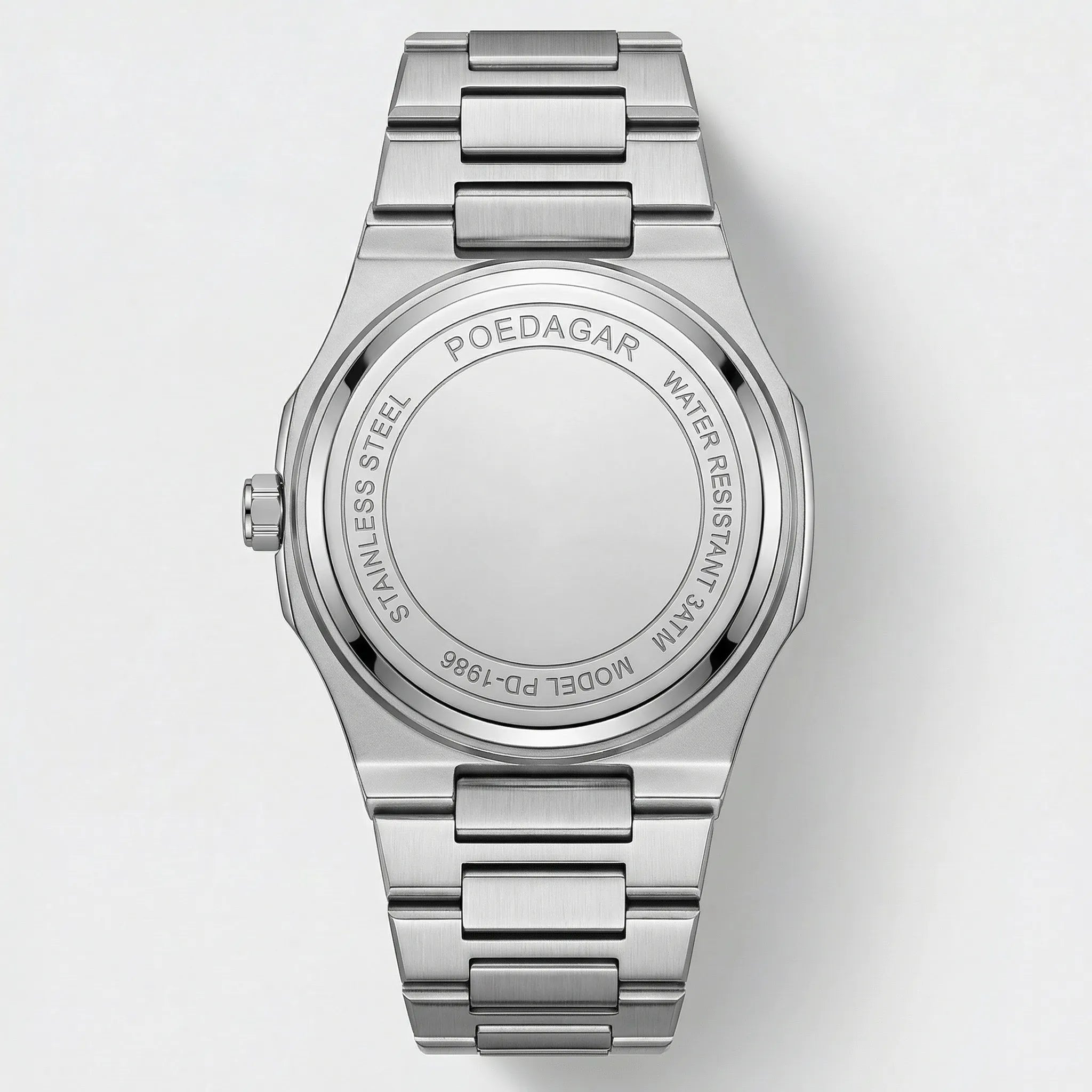 Classic straight-on view of a vintage watch with an Arabic dial, a premium dress watch.