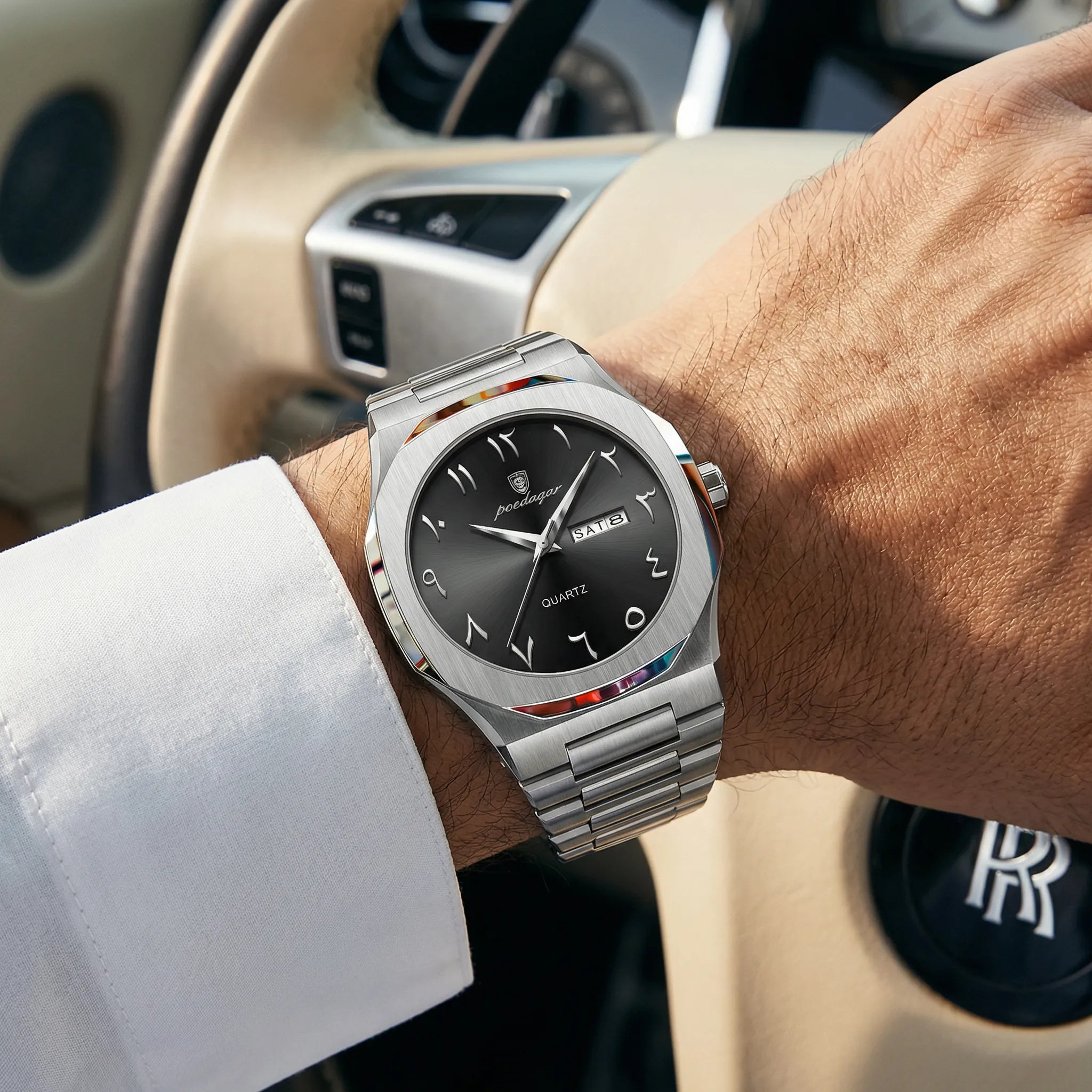 Kingsley Vintage Heritage wristwatch with Arabic numerals, silver-tone case