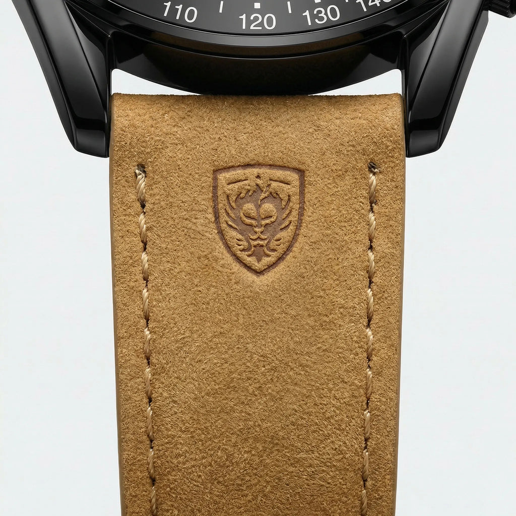 Side profile demonstrating the strong case of a black and green waterproof watch.