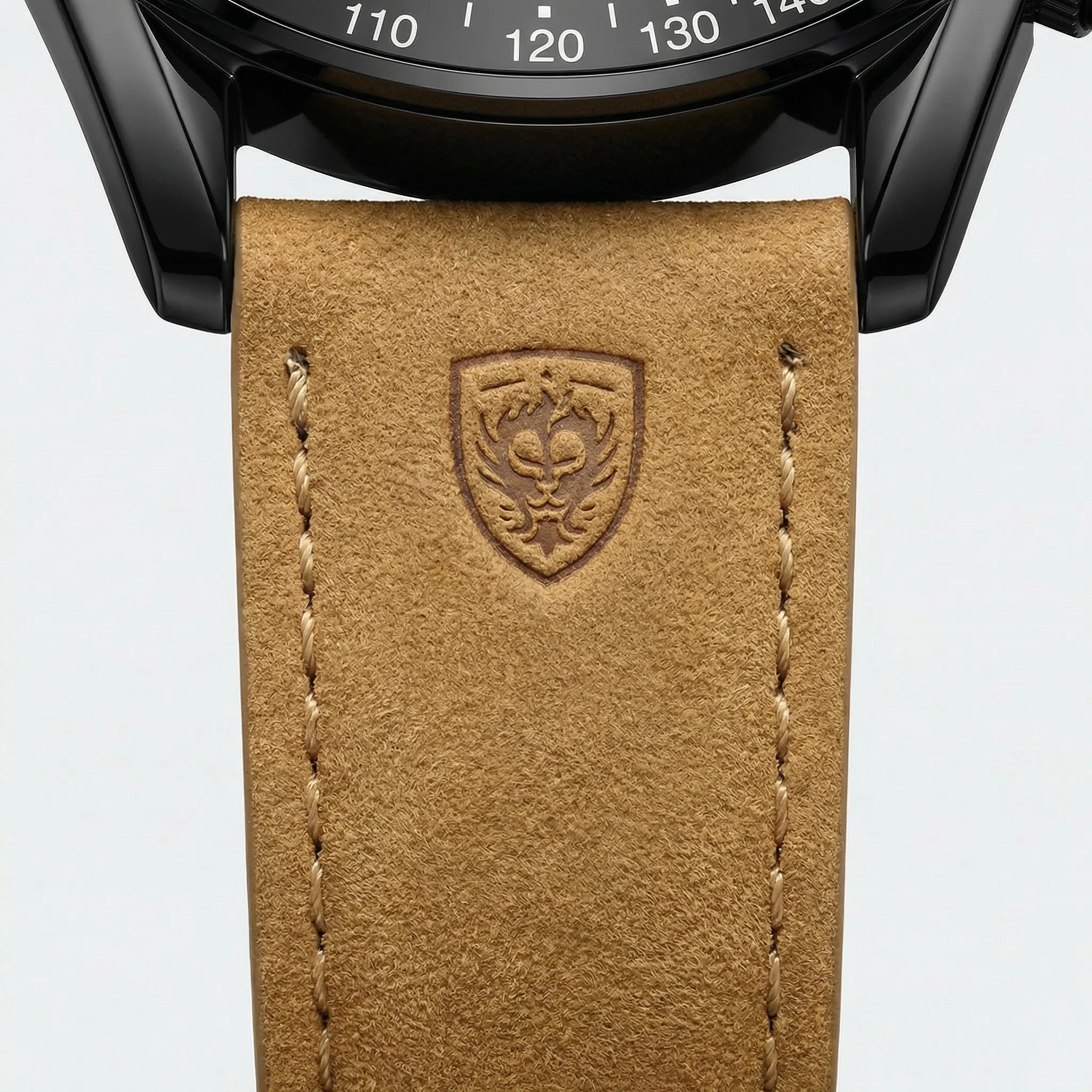 Side profile demonstrating the strong case of a black and green waterproof watch.