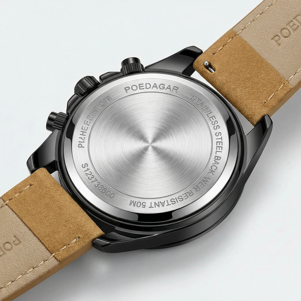 Classic straight-on view of a rugged black and green sport watch, a highly functional analog watch.