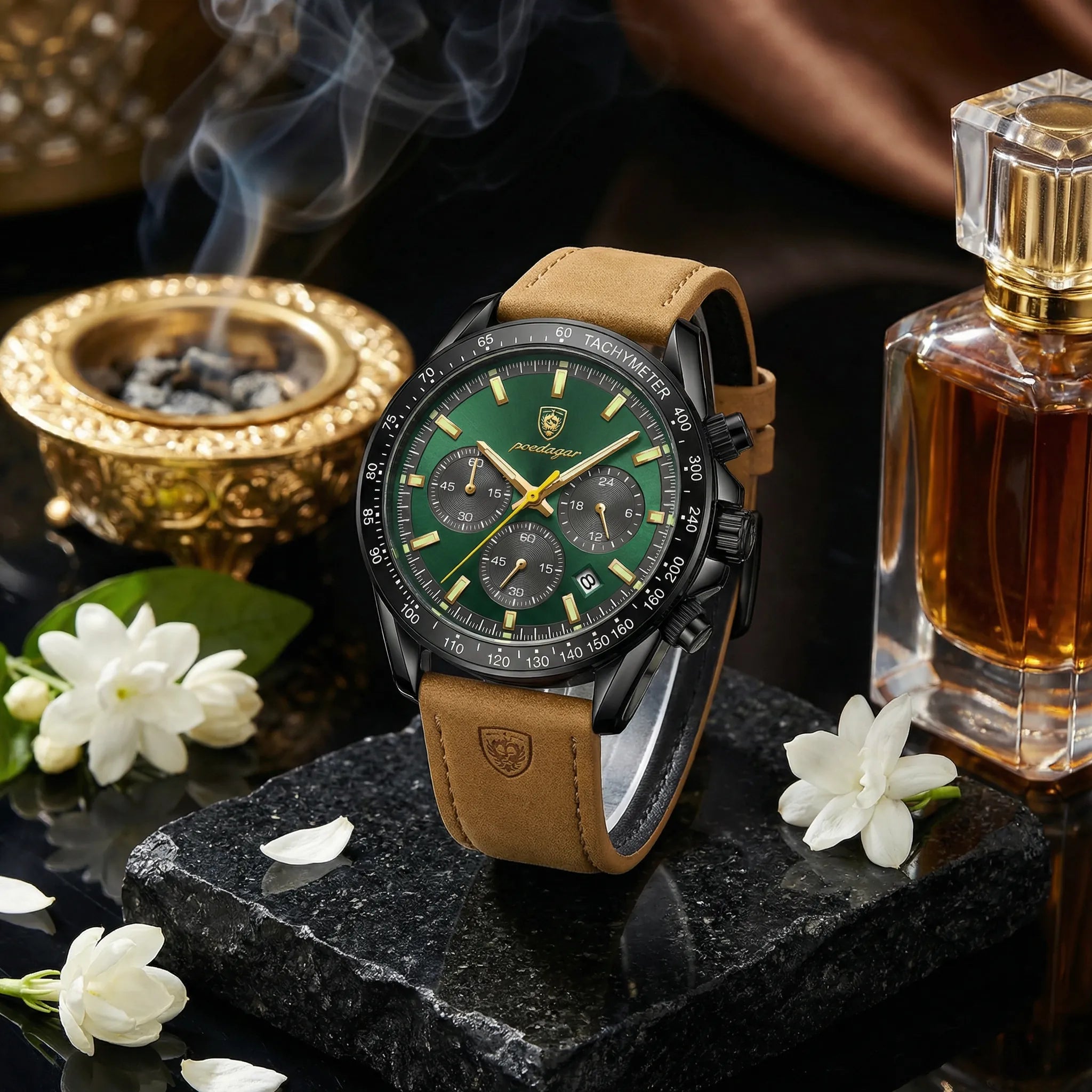 Detailed view of the flexible and durable strap on a rugged sports watch.