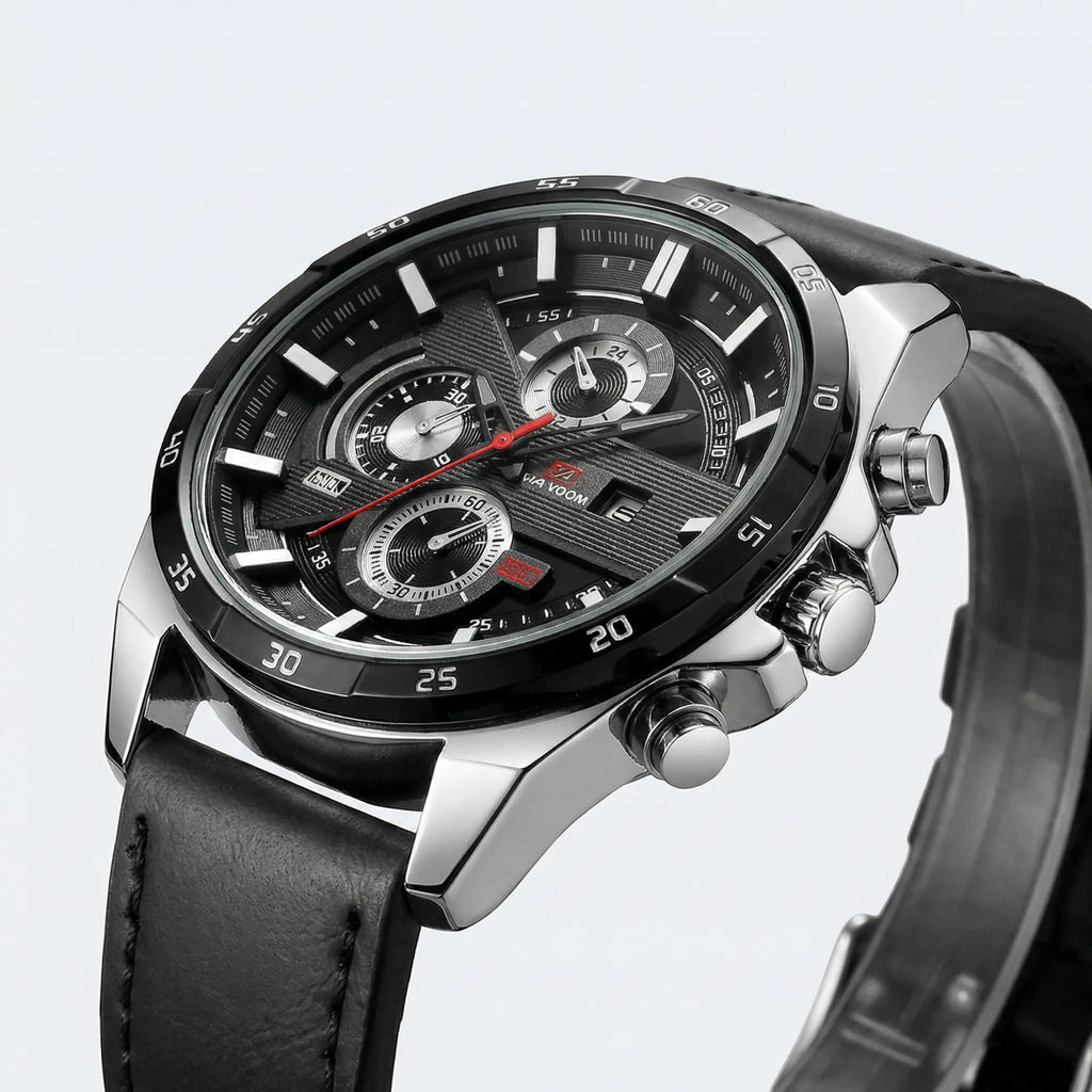 Side profile demonstrating the robust case of an everyday watch, a reliable quartz watch for men.