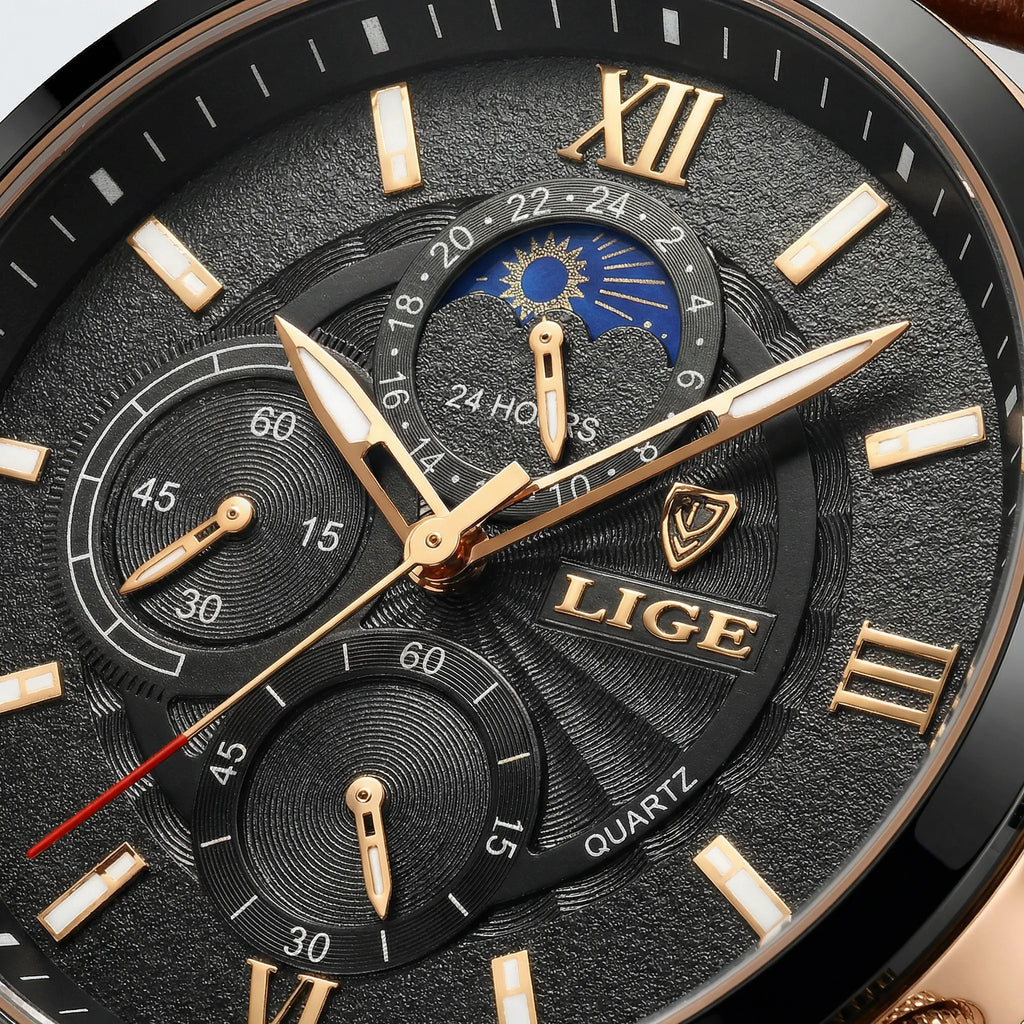 Angled presentation of a classic heritage watch, a sophisticated analog watch.
