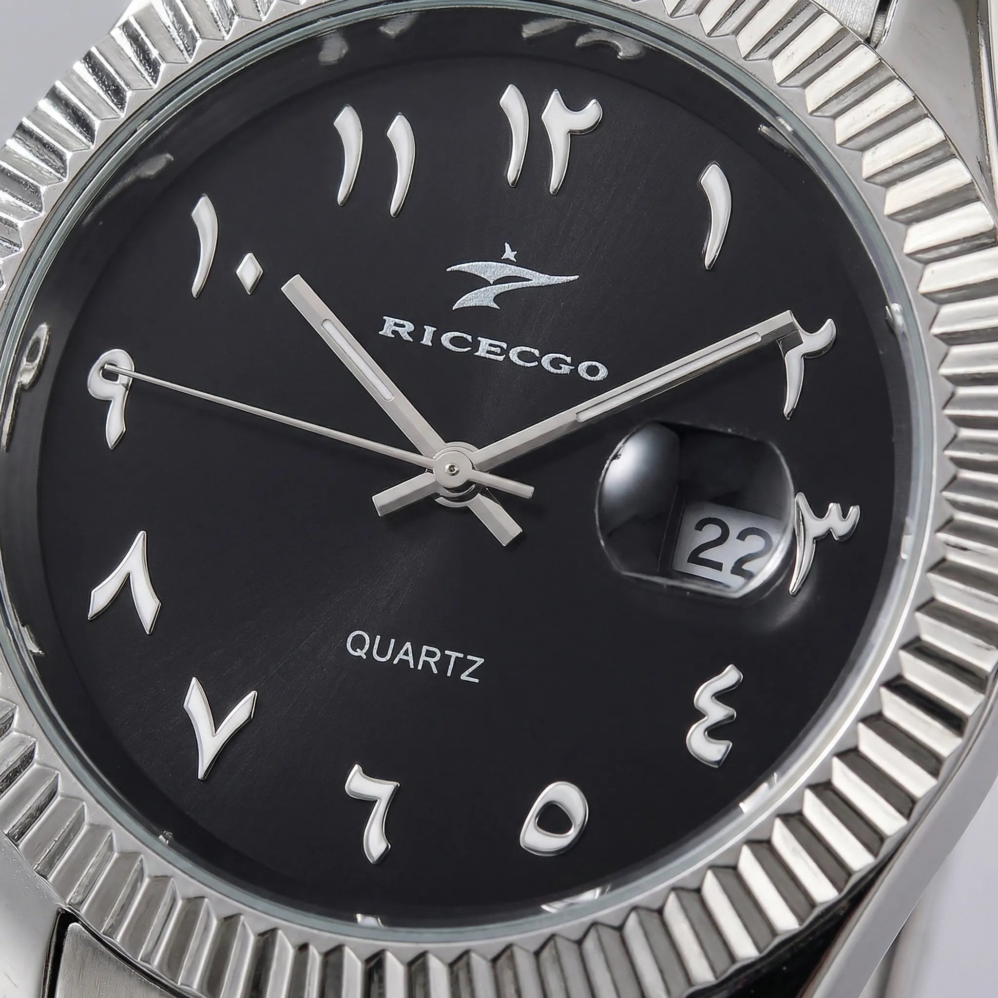 Side profile demonstrating the refined case of a silver business watch, a classic stainless steel watch.