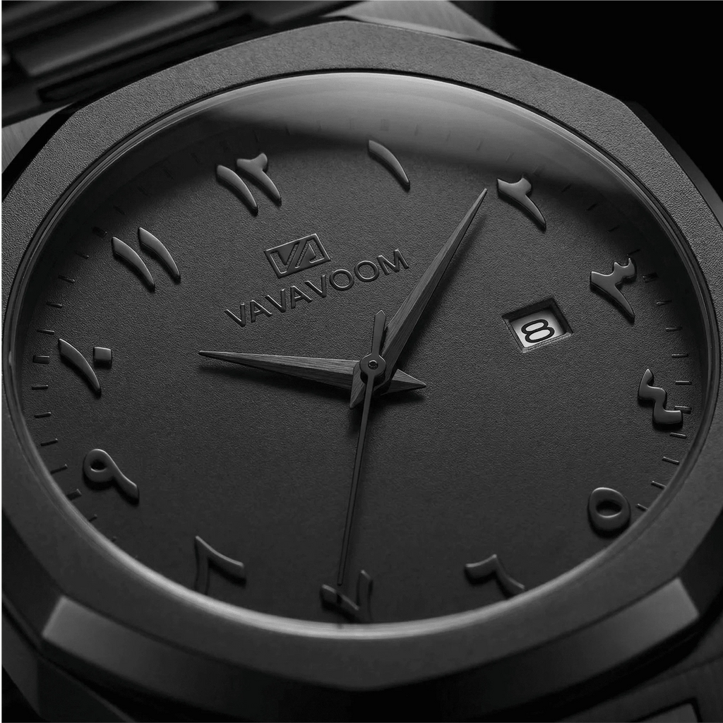 Classic straight-on view of an octagonal luxury watch, a bold statement piece.