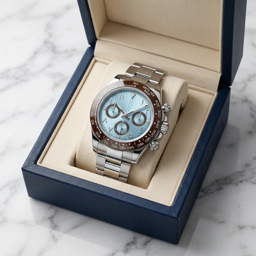 Premium minimalist silver watch presented beautifully, a high-quality mens silver watch.