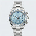 Detailed front view of a minimalist watch with a white Arabic dial, an elegant simple watch.