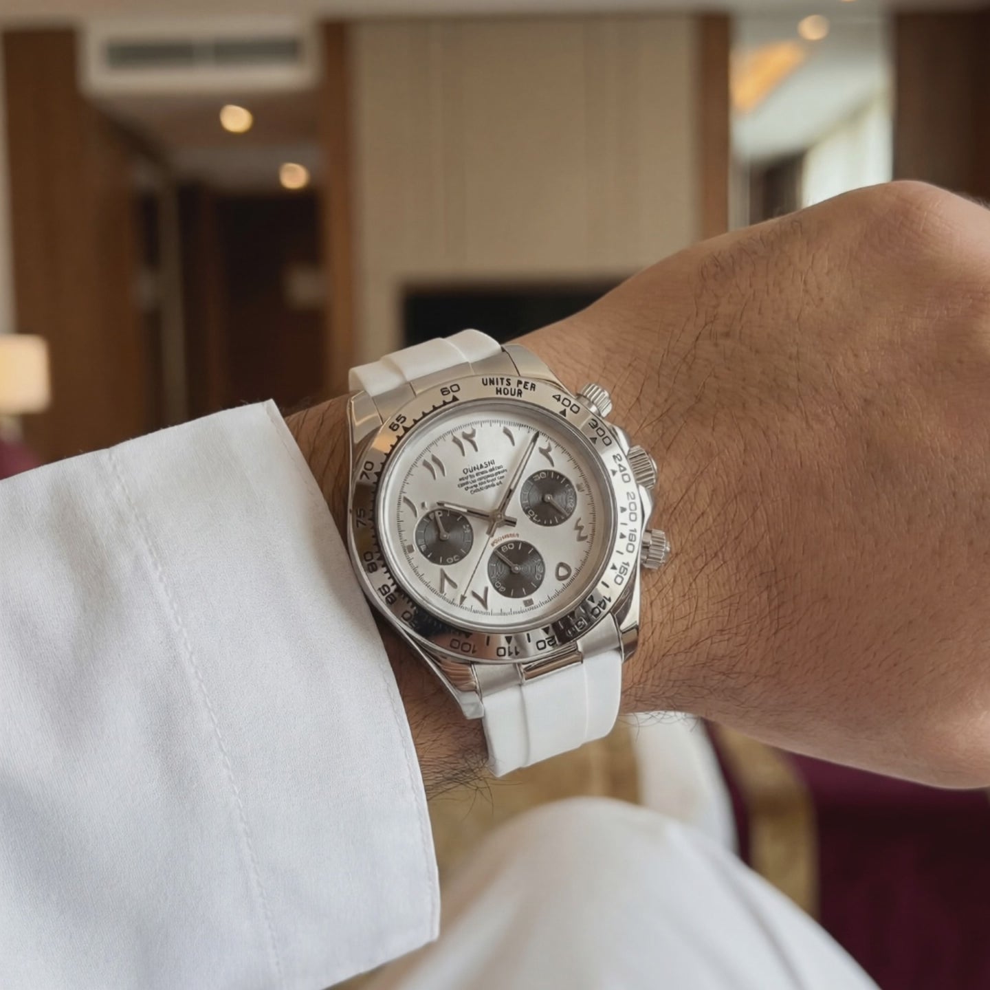 Weston Arabic Number Dial Men's White watch arabic dial .