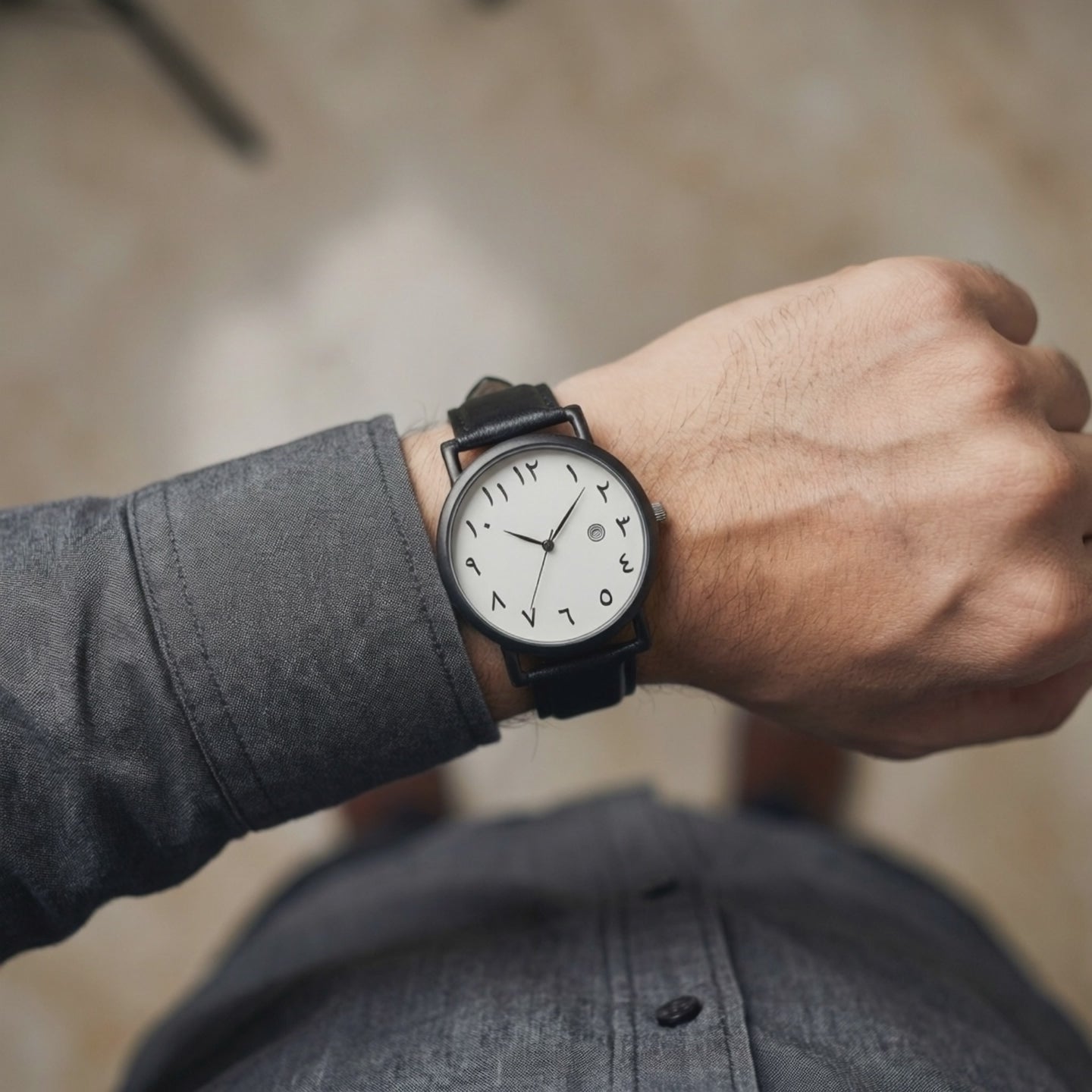 Arabic Black White arabic number watch .