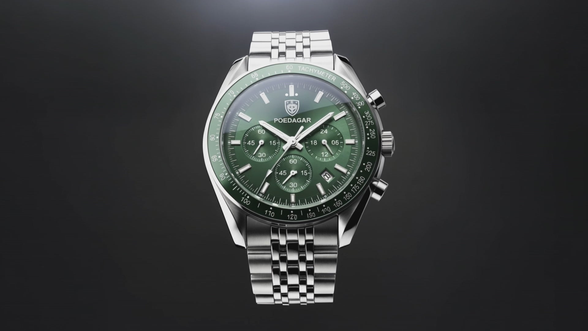 Detailed look at the Valerius Green Silver Stainless Steel Dress, a green dial watch.