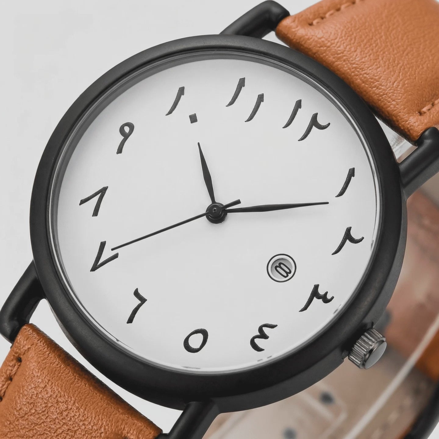 Product showcase of the Prestige Arabic Dial Waterproof Quartz Brown White - arabic watches.
