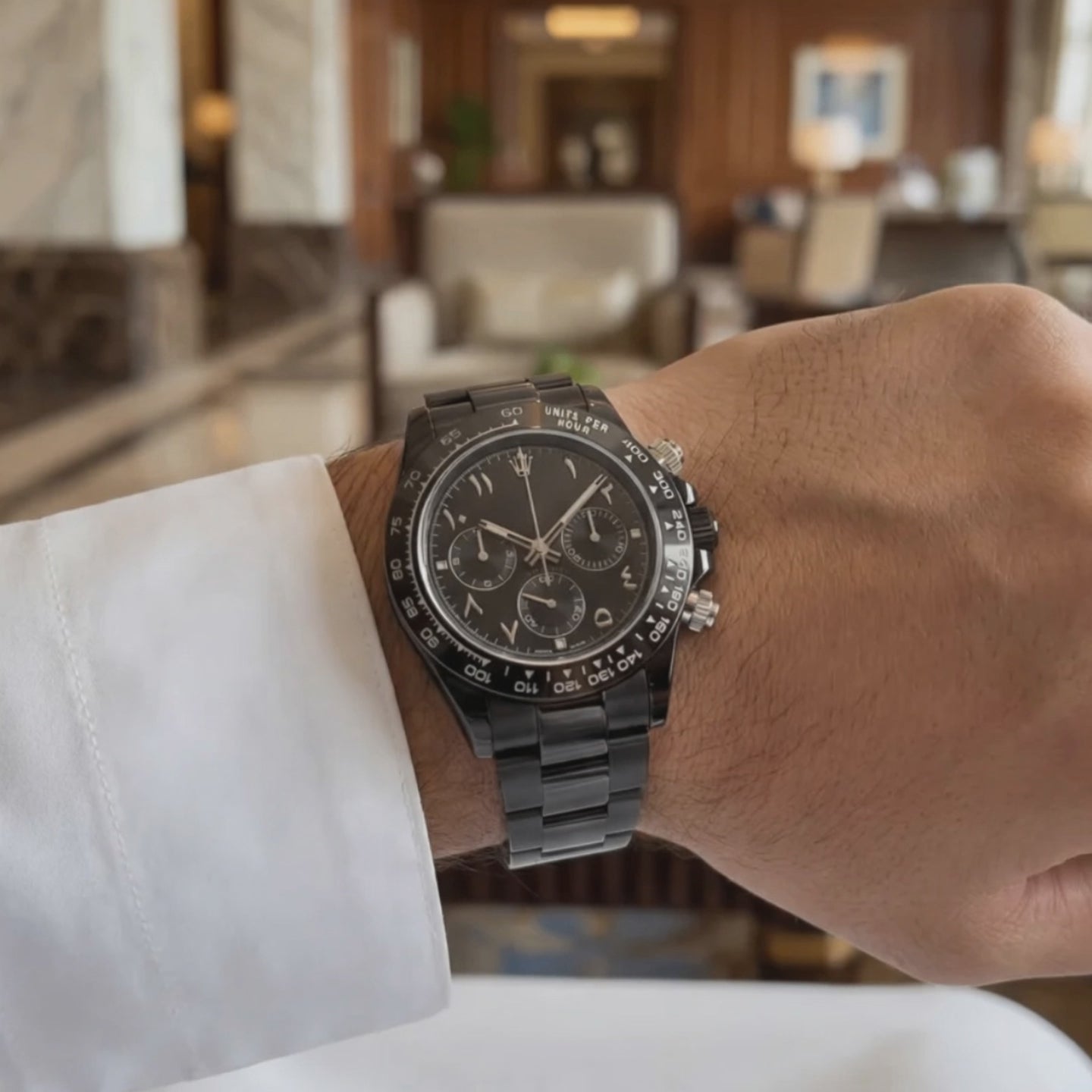 Weston Arabic Number Dial Men's Black watch arabic numerals .