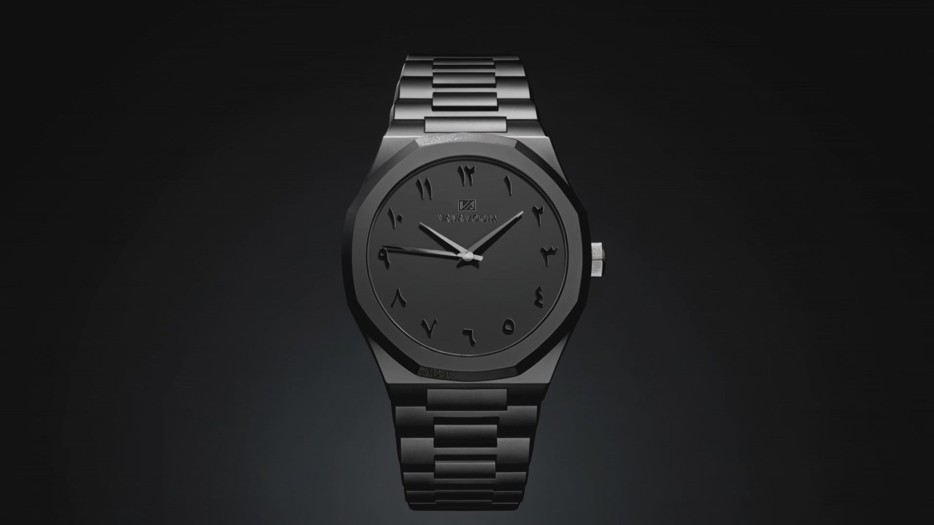 Detailed look at the Royal Octagon Black Arabic Dial Stainless Steel, a black watches for men.
