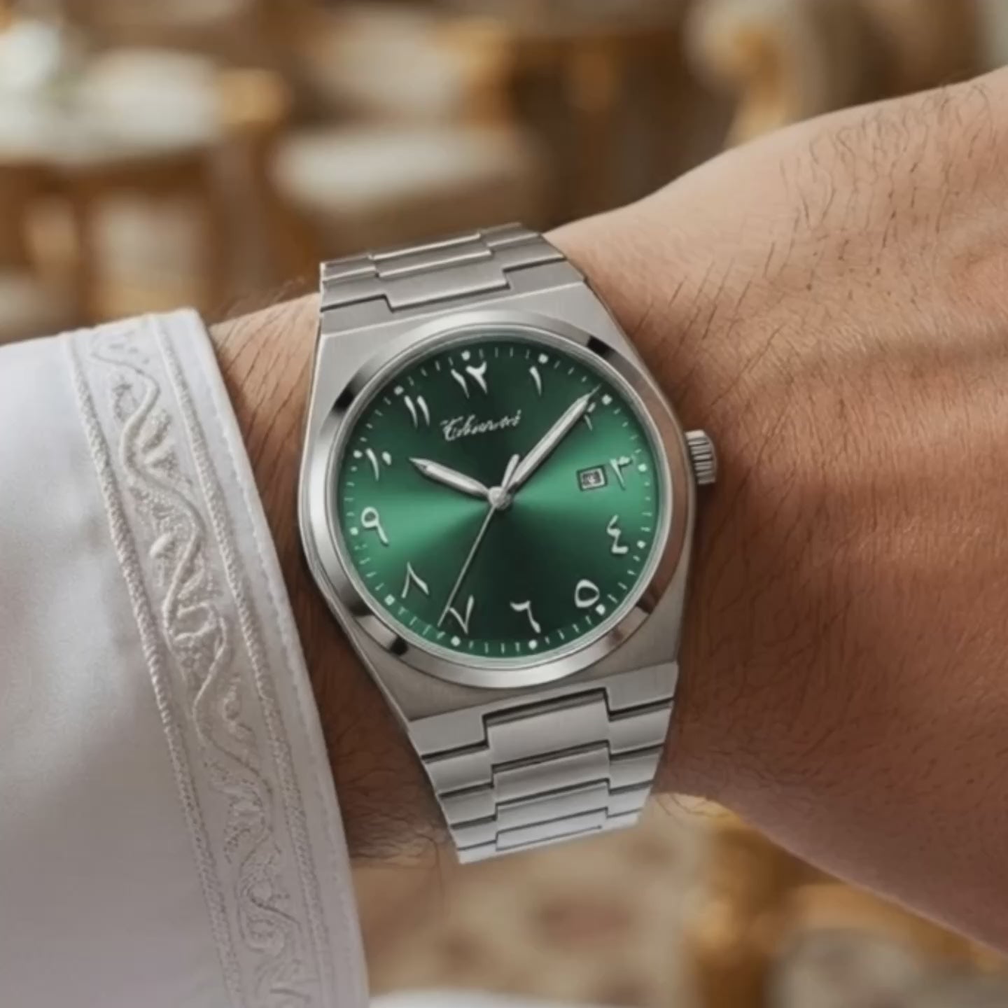 Product showcase of the Emerson Arabic Dial Men's Green - arabic watches.
