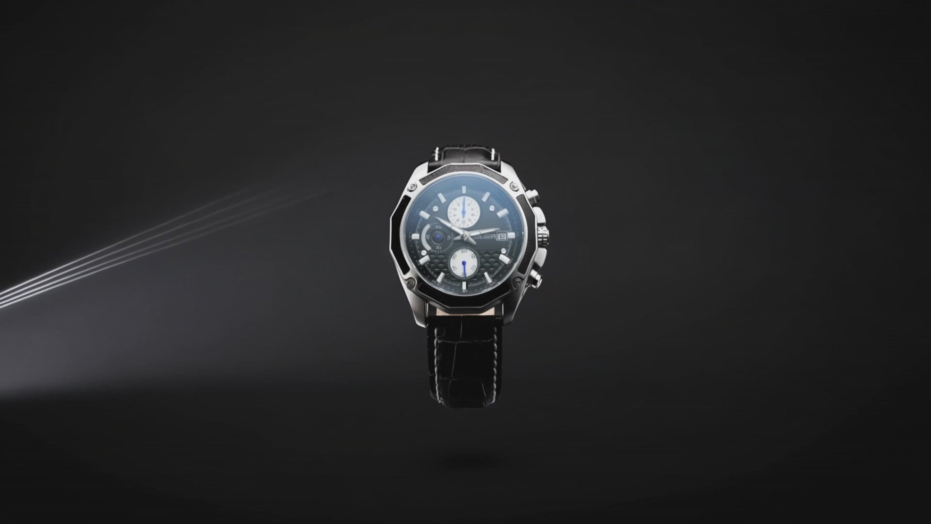 Belmont Black Retro Business Men's Leather leather watches for men .