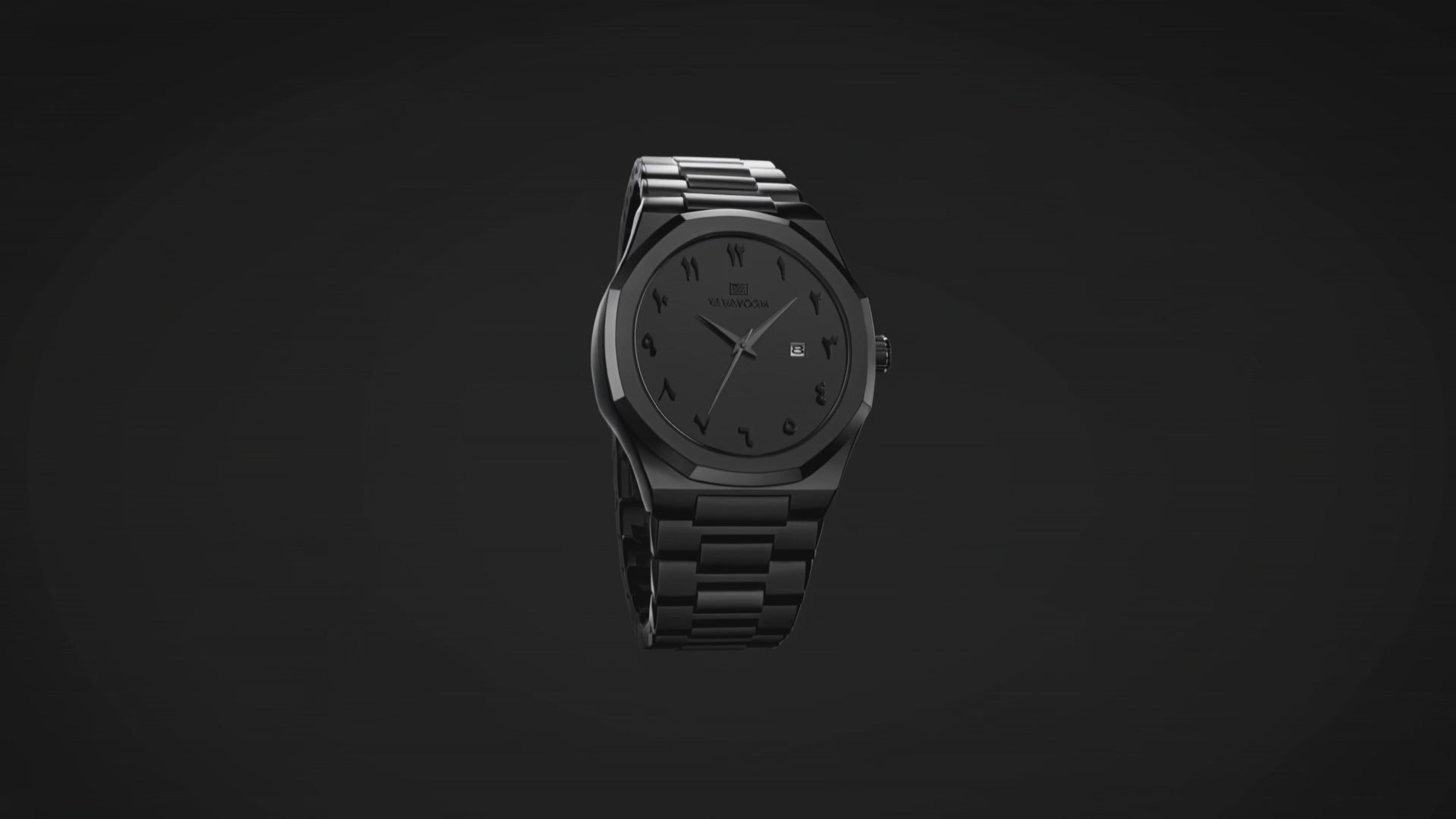 Detailed look at the Royal Octagon Black Arabic Dial Stainless Steel, a black watches for men.