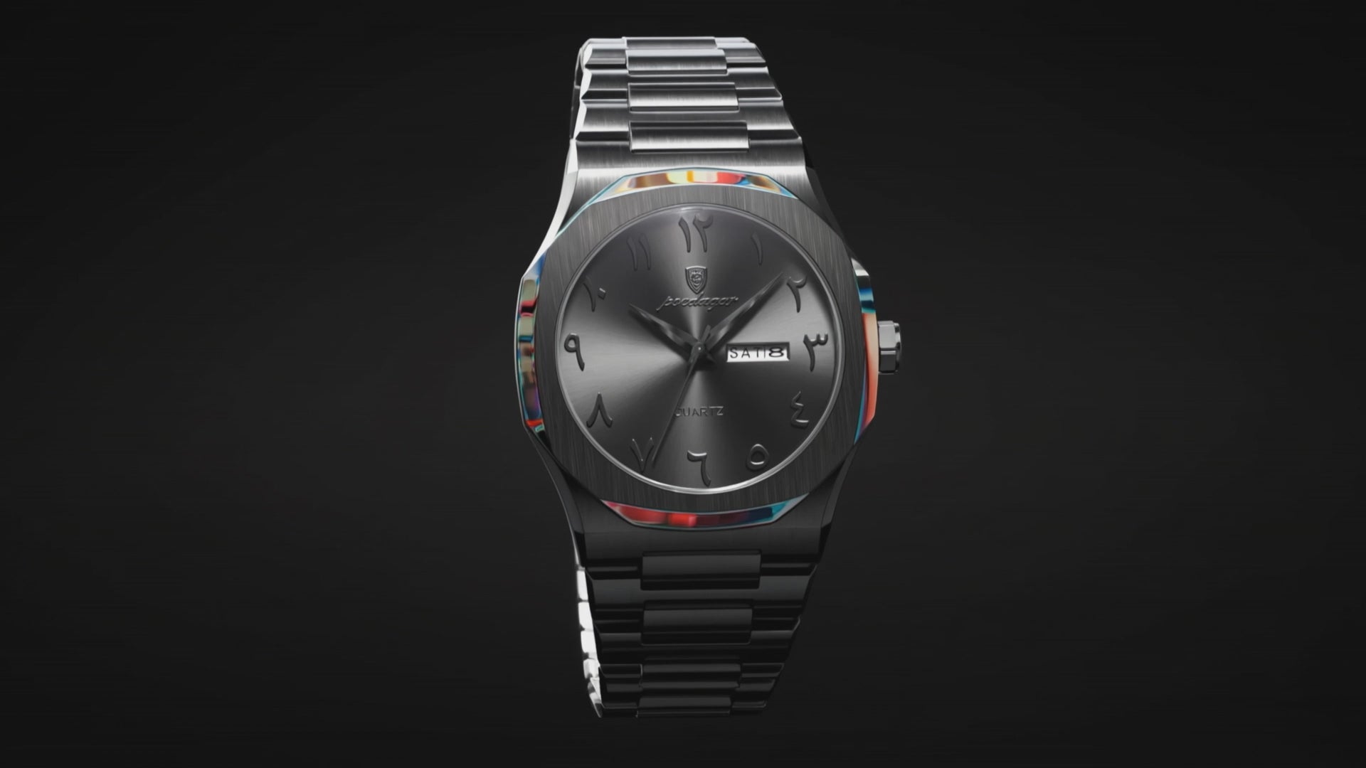 Product showcase of the Kingsley Vintage Heritage Arabic Numeral Strap Black - black watches for men.