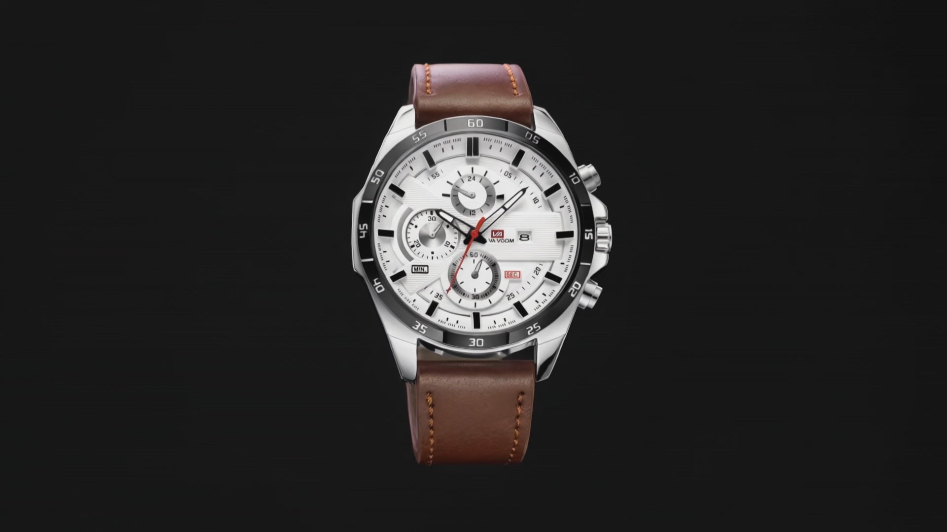 Detailed look at the Ashton Brown White Men's Leather Strap, a white watches for men.