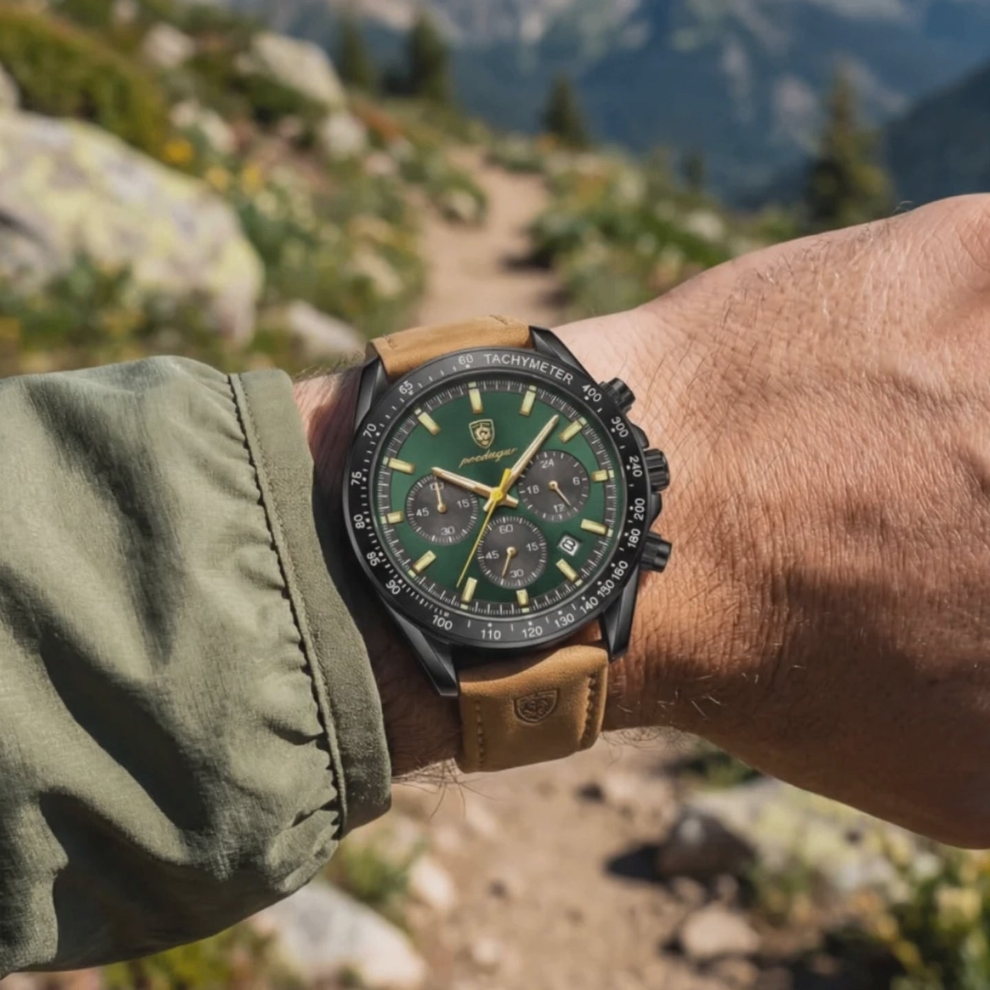 Apex Rugged Waterproof Sport Chronograph Green green dial watch .