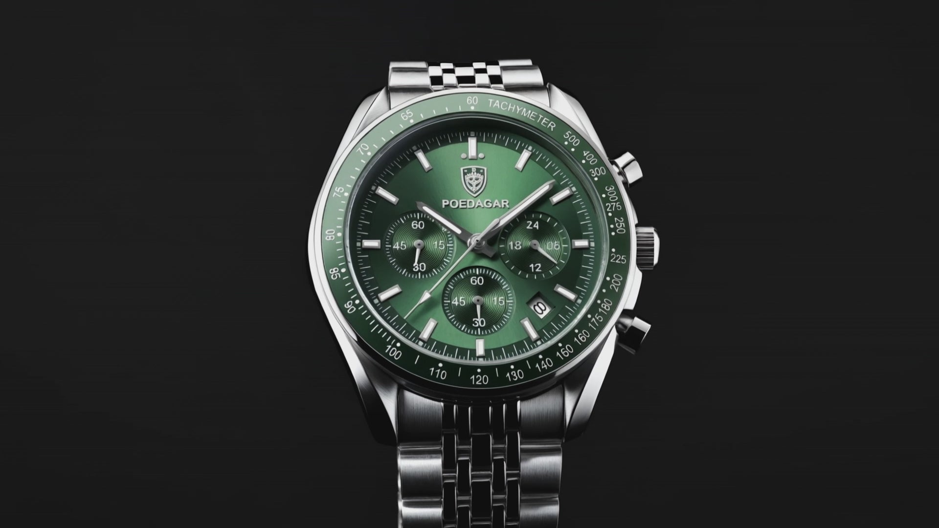 Detailed look at the Valerius Green Silver Stainless Steel Dress, a green dial watch.