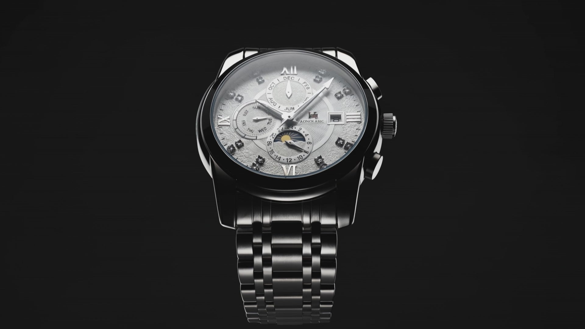 Detailed look at the Kaelen Black Stainless Steel Business Men's, a mens stainless steel watch.