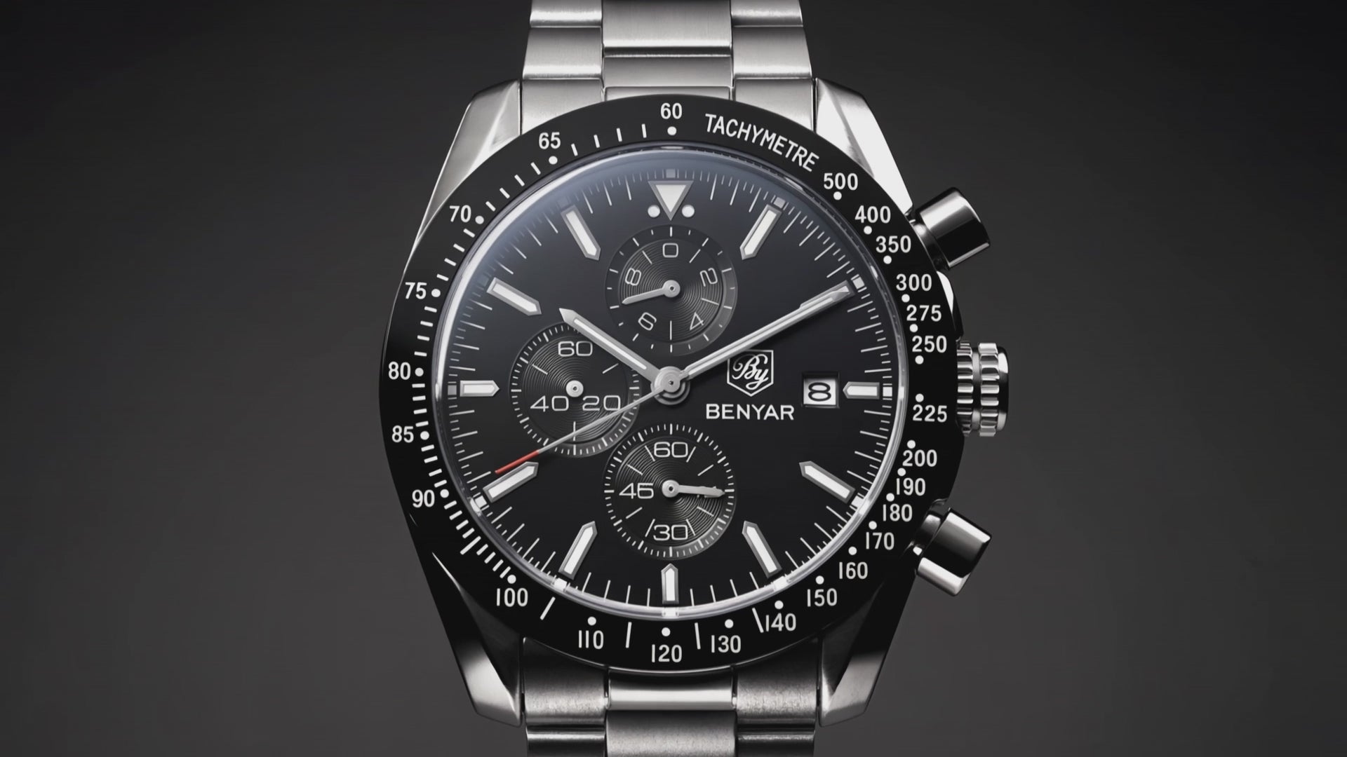 Detailed look at the Vanguard Men's Sport Chronograph Racing Luminous Black, a black watches for men.
