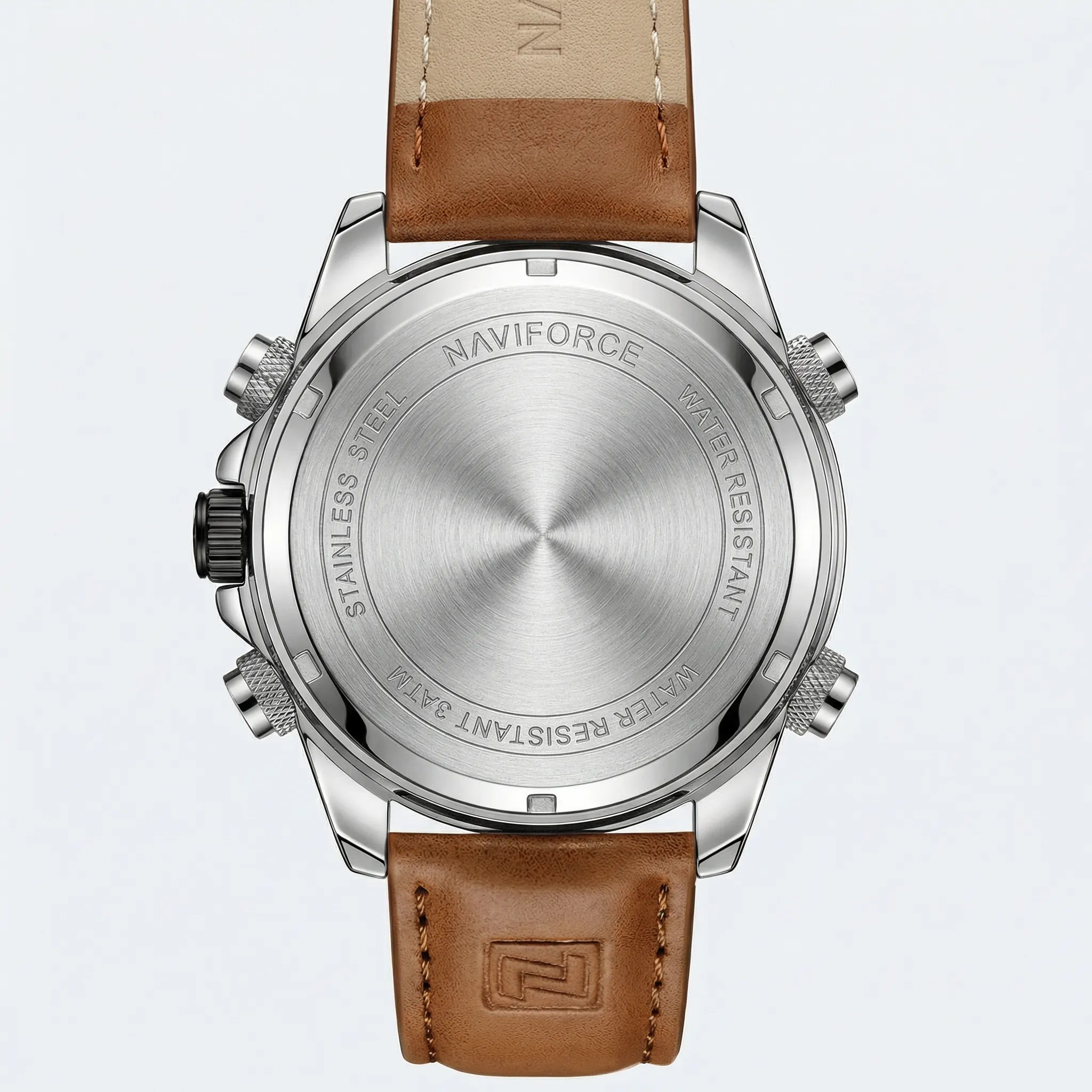 Classic straight-on view of a military style sports watch, a tough waterproof watch.