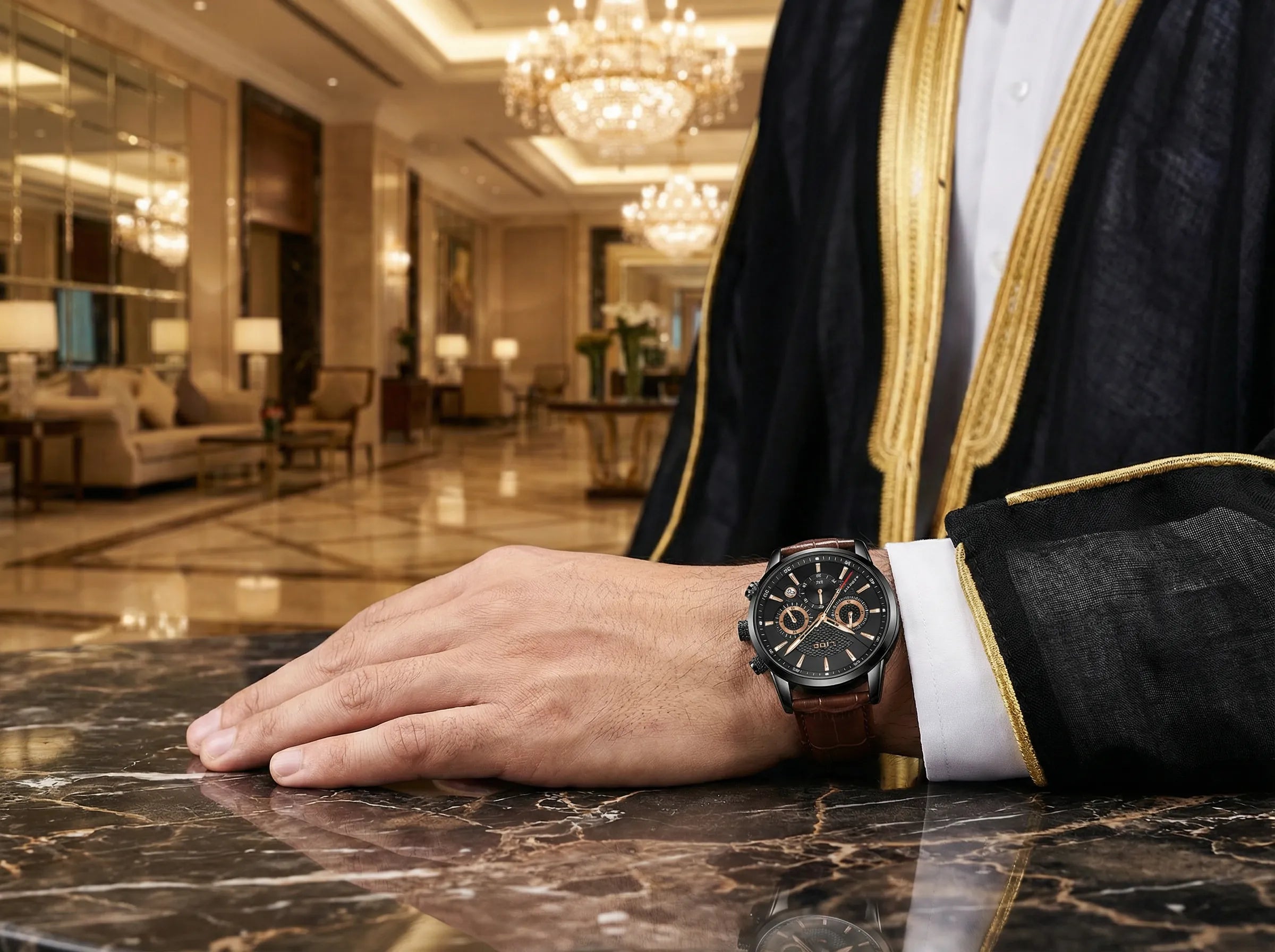Premium casual watch with a leather strap presented beautifully, a great affordable watch for men.